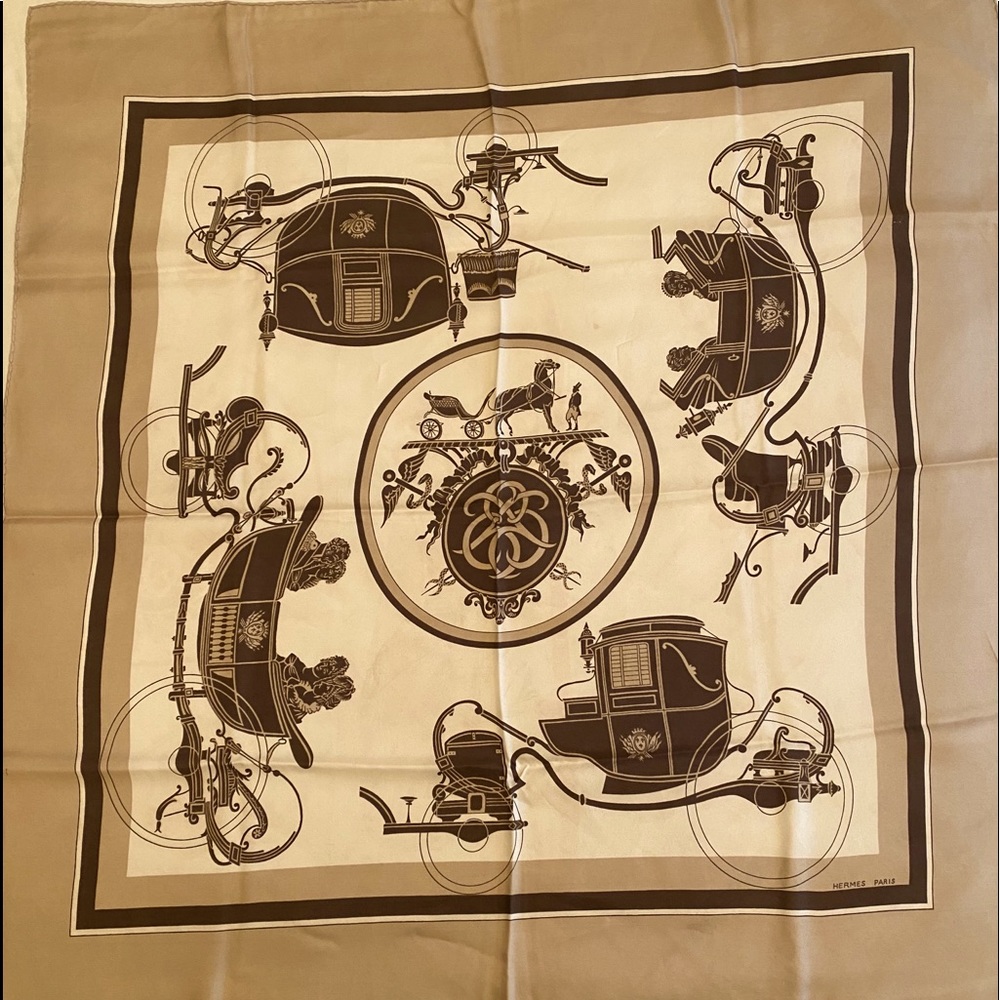 Hermes Vintage antique coaches silk scarf